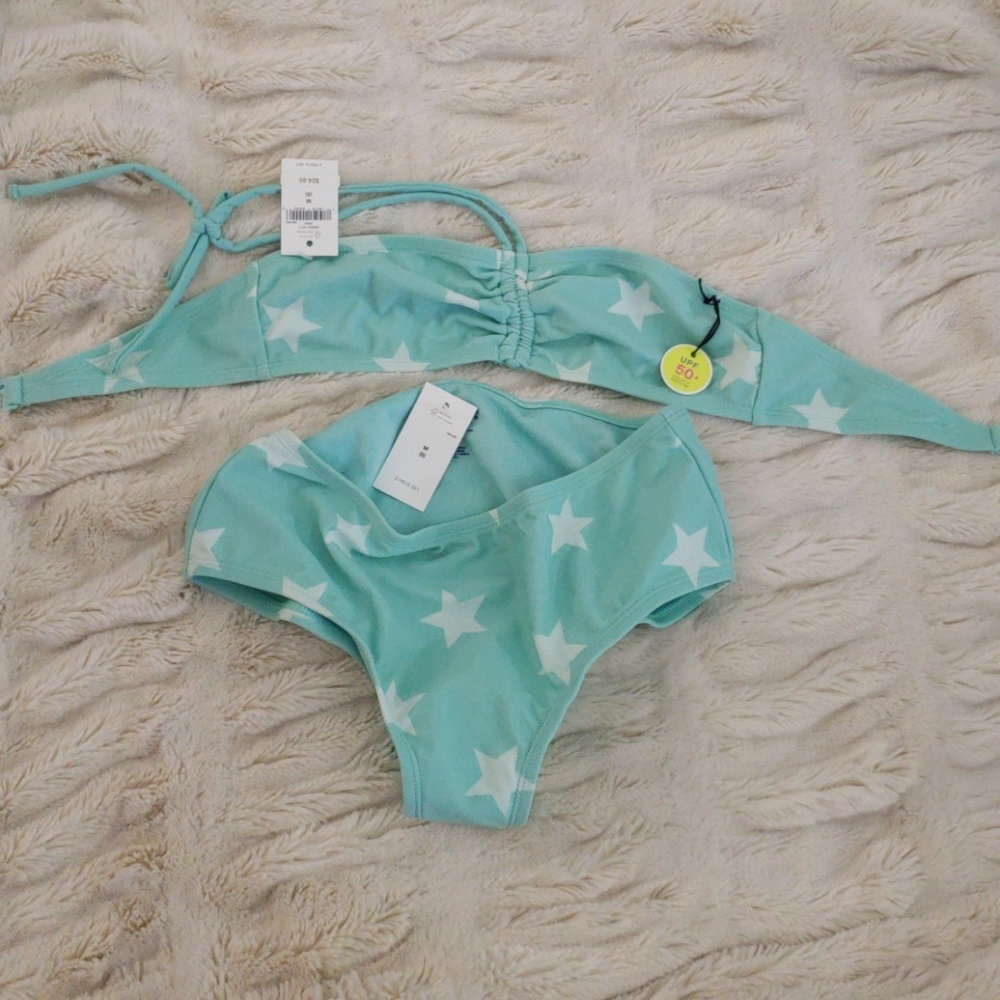 Gap Kids Girls Bikini Aquamarine with White stars